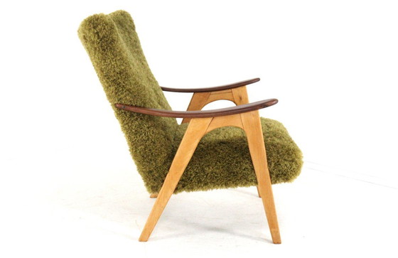 Image 1 of Two tone doodle fauteuil 'Wing' vintage gestoffeerd 