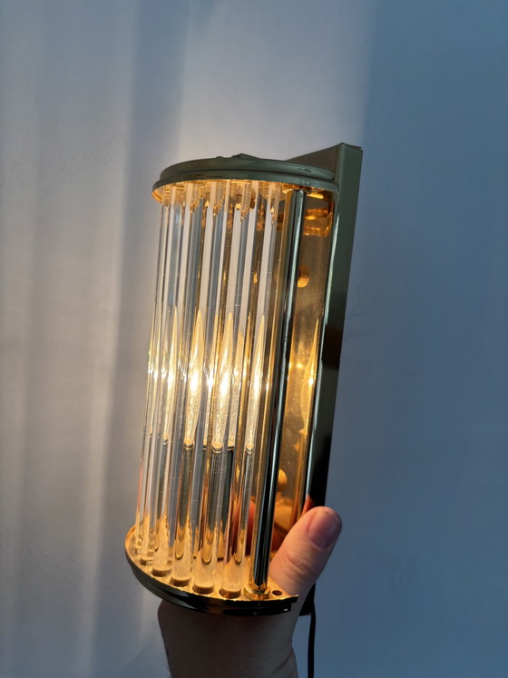 Vintage Set Hollywood Regency Wall lights Brass & Glass – Honsel Leuchten (photo 7 of 13)