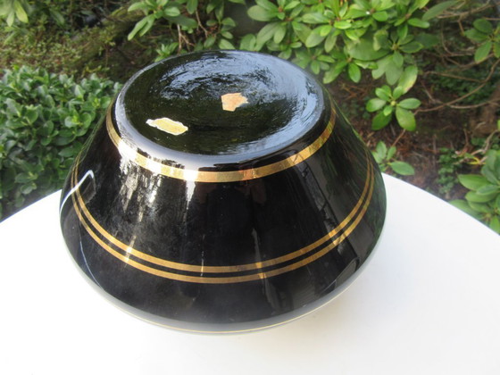 Image 1 of Art Deco Boom Vase Black/Gold design Paul Keller, with original label