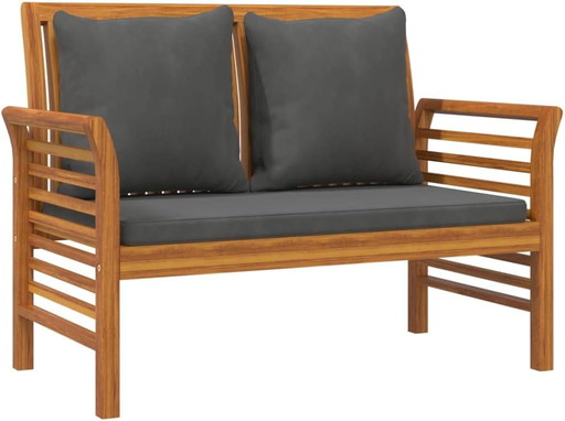 vidaXL Bench with dark gray cushions solid acacia wood, wooden bench