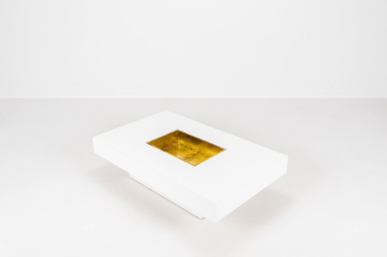 Image 1 of Couchtisch mit integrierter Messingbar von Willy Rizzo, Italien, 1970er Jahre