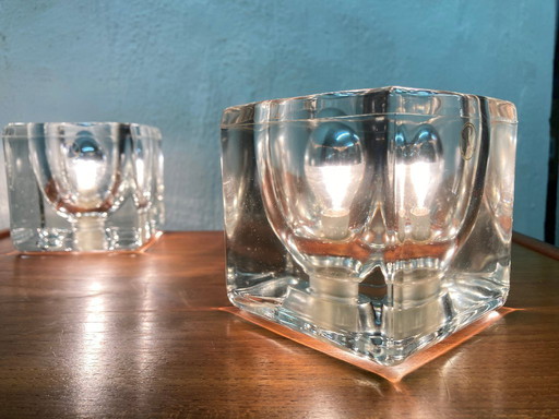 2 light cube table lamps by Peill & Putzler, 1970s design