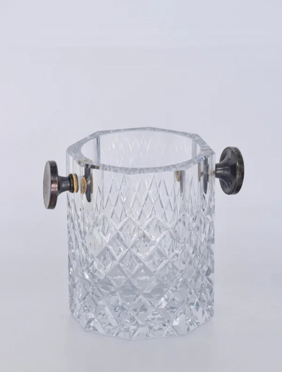 Image 1 of Vintage Silver Crystal Champagne Ice Bucket – Elegant Cut Crystal Design