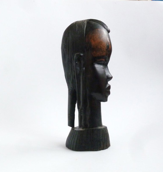 Image 1 of African sculpture in ebony wood, woman's head