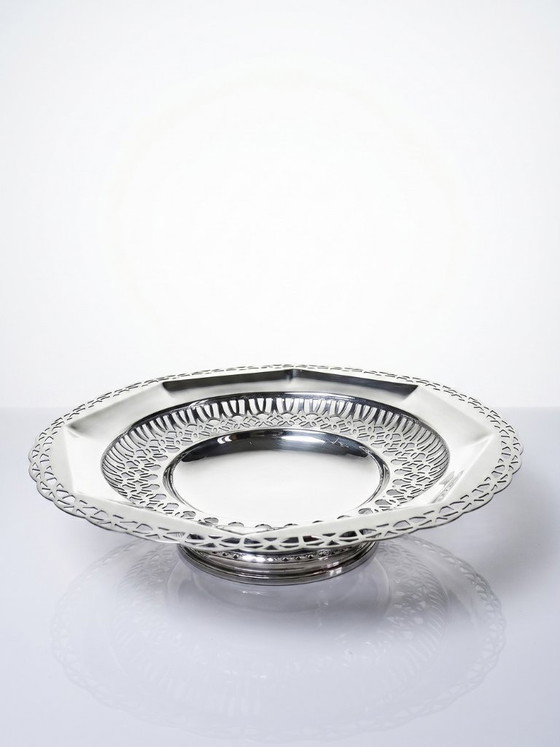 Image 1 of Large openwork bowl on a silver-plated metal stand, made by Dechamps Frères silversmiths
