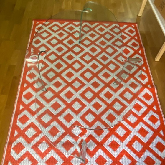 Image 1 of Italian table with one-piece curved tempered glass top, 1990s