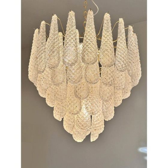 Image 1 of Mid-Century Modern italienischer „Conchiglie“-Kronleuchter aus Muranoglas in Gold