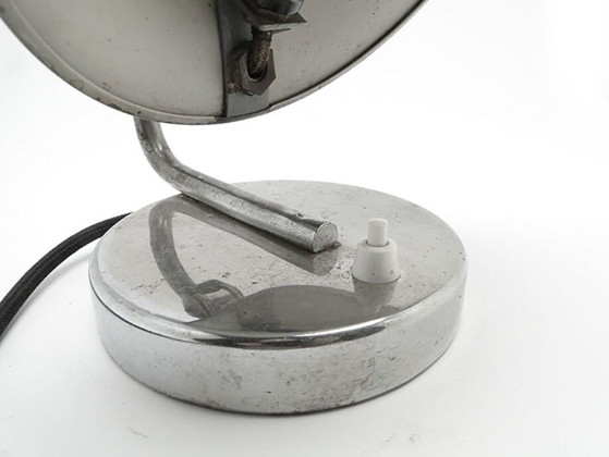Chrome-Plated Metal Table Lamp by J. Hurka for Napako, Czechoslovakia, 1950s (photo 7 of 13)