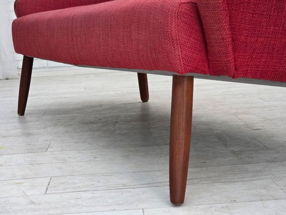 Image 1 of Dänisches 2-Sitzer-Sofa aus den 1970er Jahren, Möbelstoff, Teakholz.