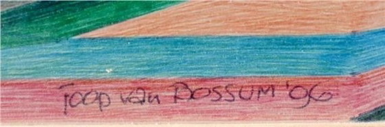 Image 1 of Joop van Bossum Abstract Multicolor Painting 30 x 50 cm