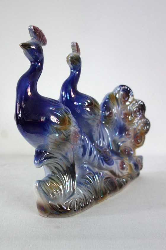 Image 1 of Italian ceramic sculpture of two peacocks, 1960s