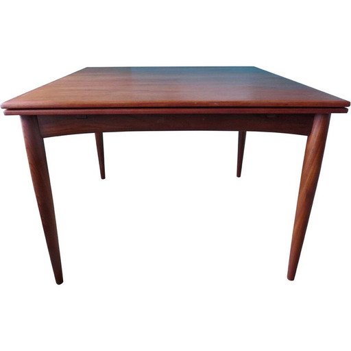 Mesa extensible cuadrada vintage de teca, Dinamarca, 1960