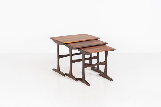 Set of 3 nesting tables in rosewood by Kai Kristiansen