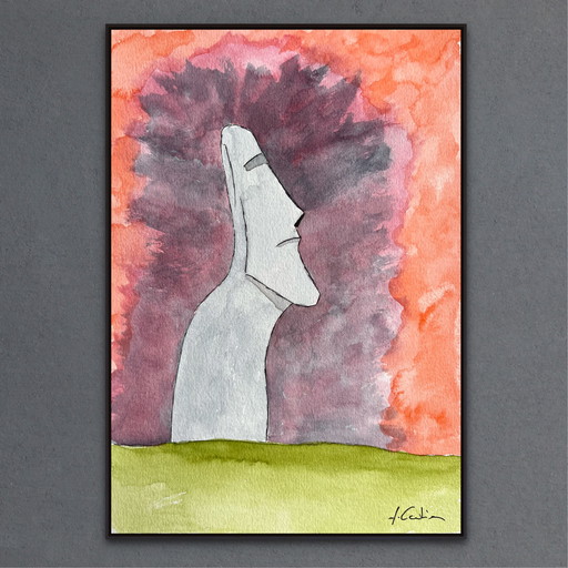 Moai watercolor sketch