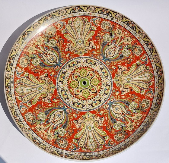 Image 1 of Large Chinese decorative plate with traditional Middle Eastern and Islamic patterns.