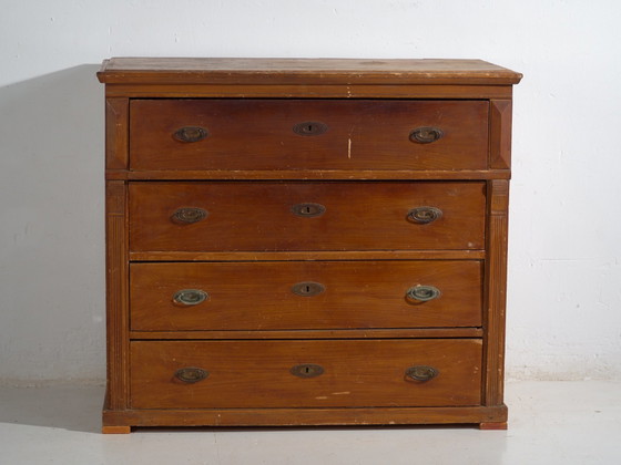 Antique Central European four-drawer chest of drawers – Central Europe, circa 1910 – Wood, Brass, Rustic (photo 33 of 40)