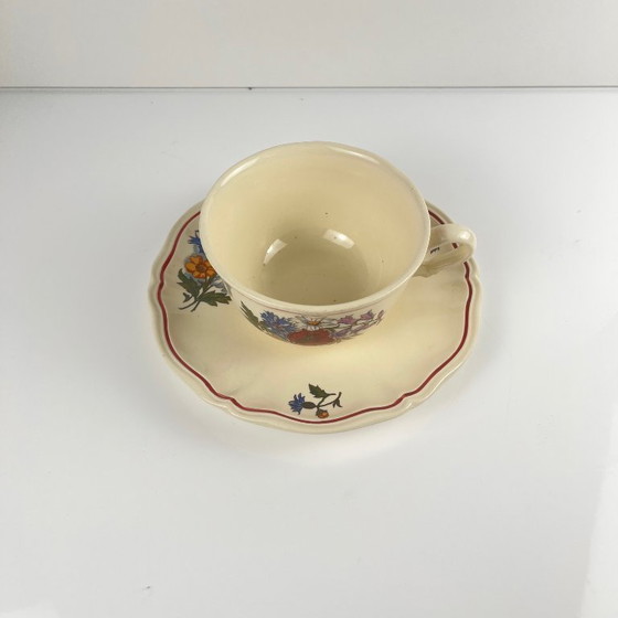 Image 1 of Breakfast cup and saucer, "Agreste", Sarreguemines, 1960