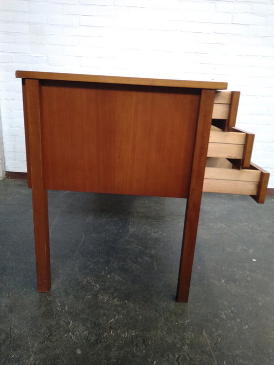 Image 1 of vintage desk with 3 drawers and 1 cupboard