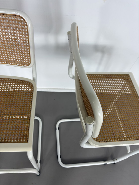 Image 1 of 2 sgabelli da bar vintage Cesca con struttura in tessuto, stile Marcel Breuer