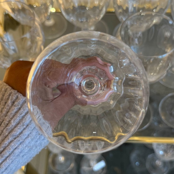 Image 1 of Optic kristallen wijnglazen met bloemsteel