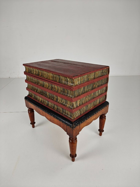 Image 1 of Leather imitation book box on stand – English, ca. 1830