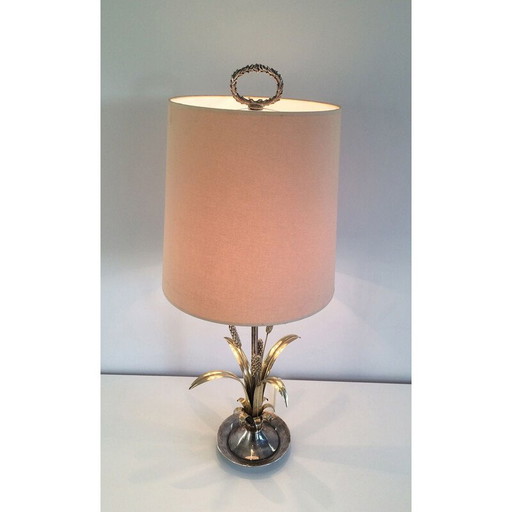 Vintage silver plated metal and brass table lamp, 1940