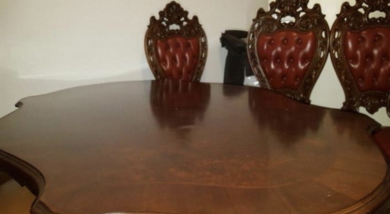 Image 1 of Sala da pranzo barocca con 4 sedie in pelle
