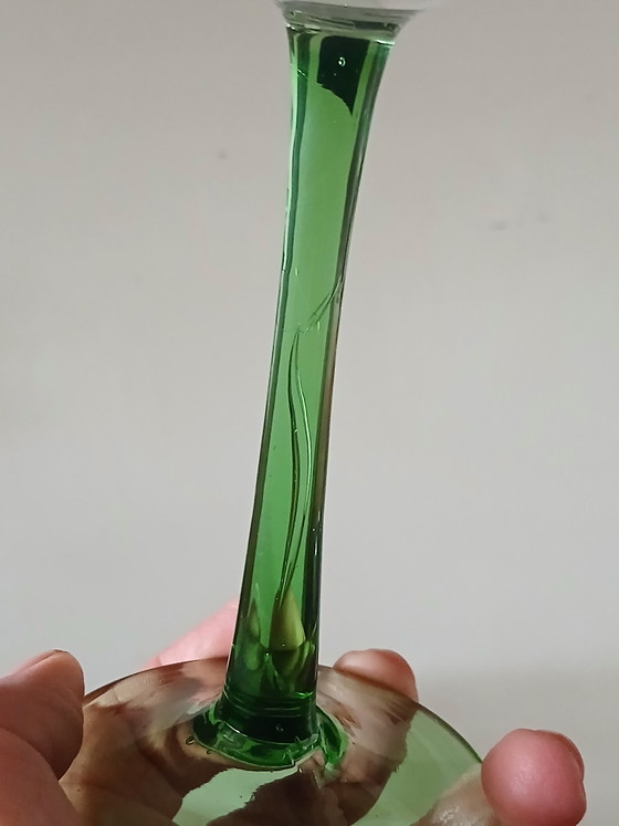 Image 1 of Set of 5 antique hand-blown Art Nouveau wine glasses