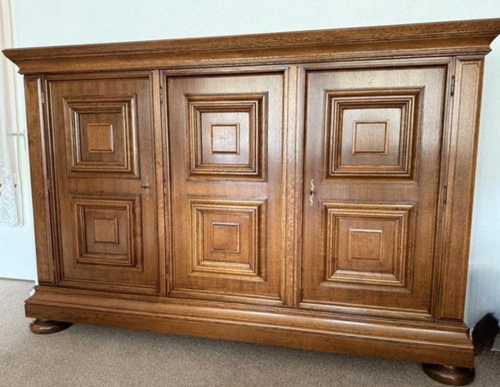 Image 1 of Armadio brutalista di metà secolo in rovere massiccio