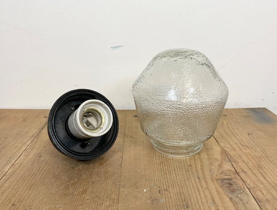 Image 1 of Industrial Bakelite Pendant Light With Frosted Glass, 1970s