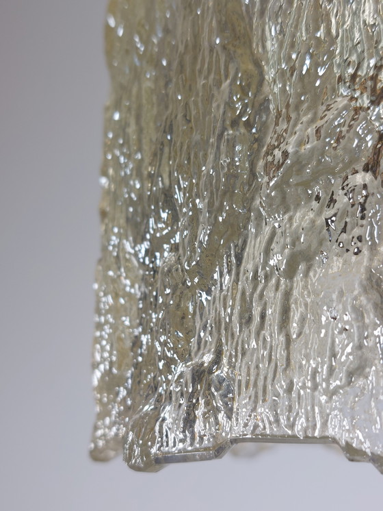 Image 1 of Mid Century Vintage Ice Glass Lamp Pendant Lamp 60s