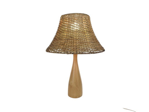Ikea - Ikea LÄNS - table lamp - wood - wicker - type B 9804 - 1990's