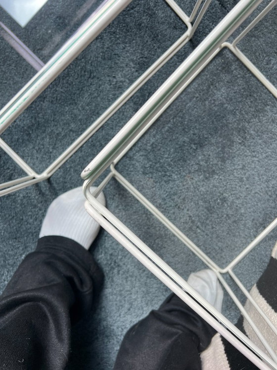 Image 1 of 3 nesting tables by Max Sauze for Isocèle – 1970s – white metal & glass