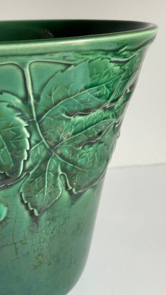 Image 1 of Cache-POT Barbotine GIEN France Vintage