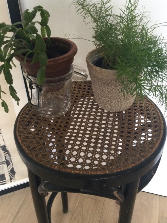 Image 1 of Antique Thonet-style high stool – caned seat