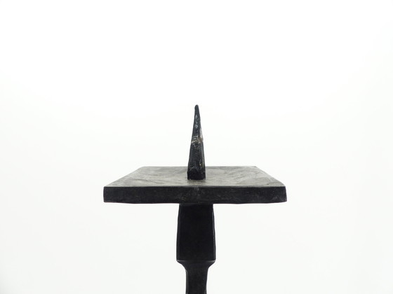 Image 1 of Large Black Wrought Iron Brutalist Candle Holder 1950-1960