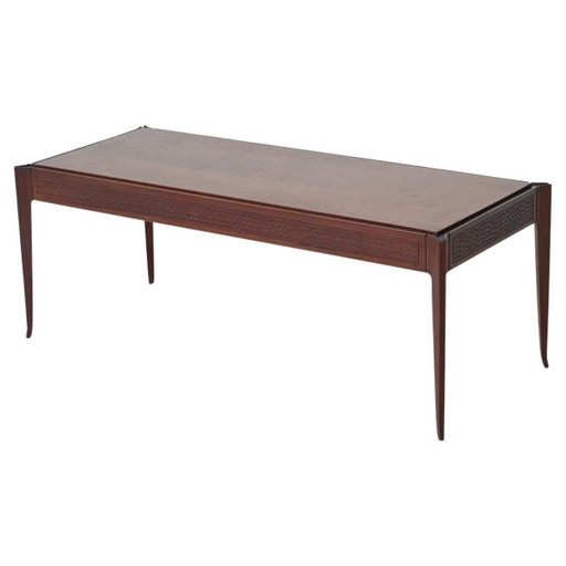 Aldo Tura Mid Century Rechteckiger Pergament Niedriger Couchtisch mod. 825 Italien 1950
