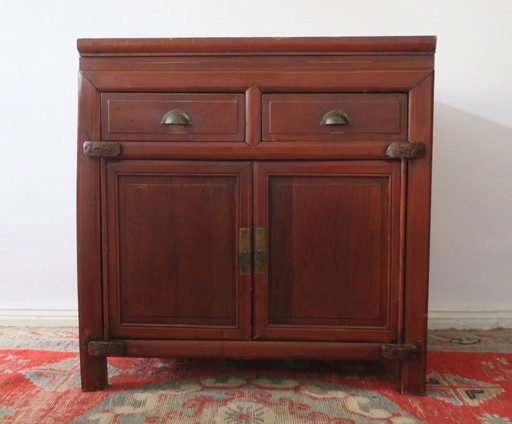 Antieke Geschilderde 2-Deurs Kast met 2 Lades, 1910