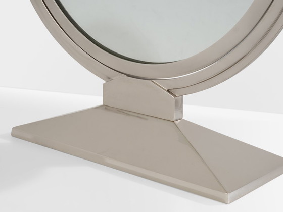 Image 1 of Maison Dominique Art Deco vernikkelde metalen make-up spiegel 1930