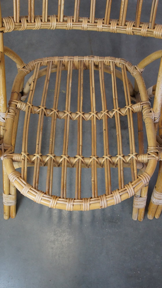 Image 1 of 4 X Rotan Dining/ Lounge Chair Met Armleuningen