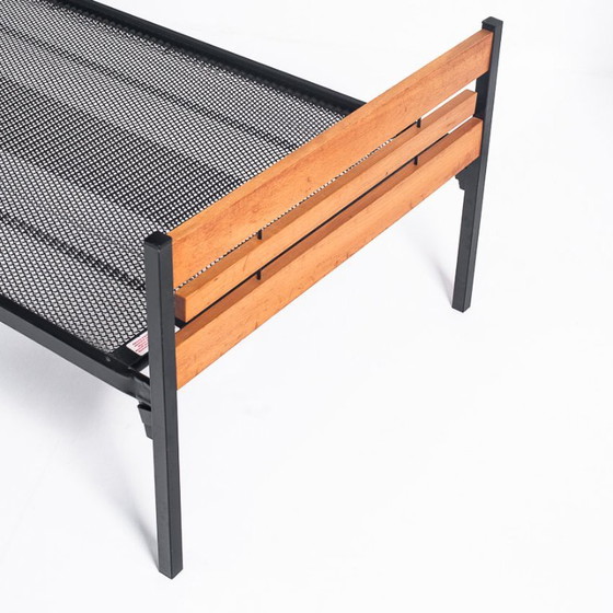 Mid-century vintage single bed or daybed. Produced by Dico Holland. Netherlands, 1970s., Metal, Wood, Black (photo 7 of 8)