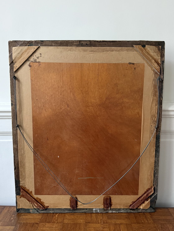 Image 1 of Grande specchio bisellato in legno dorato