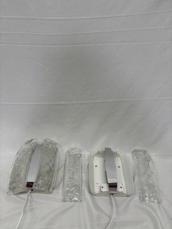 Image 1 of Set van 2 vintage Doria Leuchten ijsglas wandlampen jaren 60