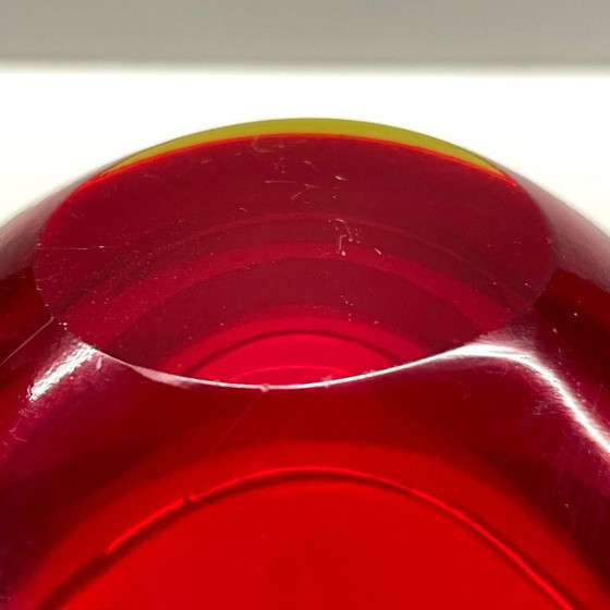 Mid-Century Murano Sommerso Glass Bowl / Vide Poche (Ruby Red & Amber, 1960s) – Murano Glass (photo 5 of 7)