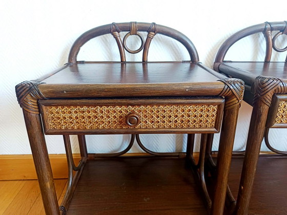 Image 1 of 2 comodini vintage in rattan degli anni '60