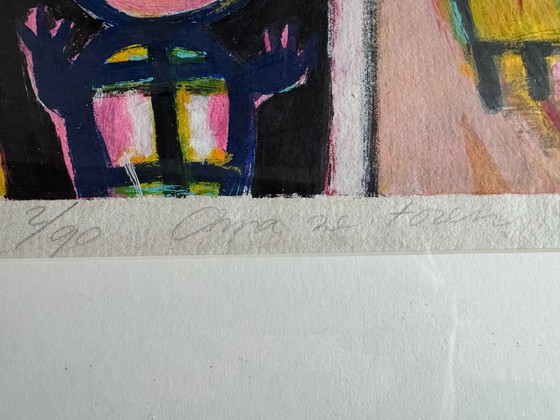 Bijzondere zeefdruk Henk Vierveijzer gesigneerd, Litho's & Zeefdrukken, Papier, Meerdere kleuren (foto 6 van 13)