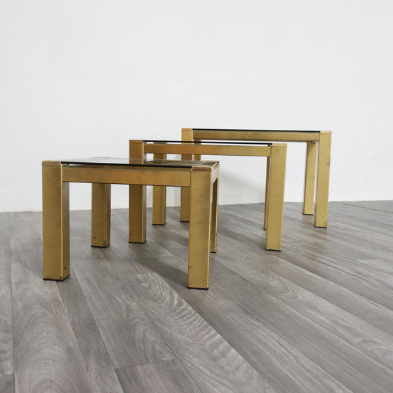 Image 1 of Tris tavolini ottone Hollywood Regency 1970 Design Modernariato