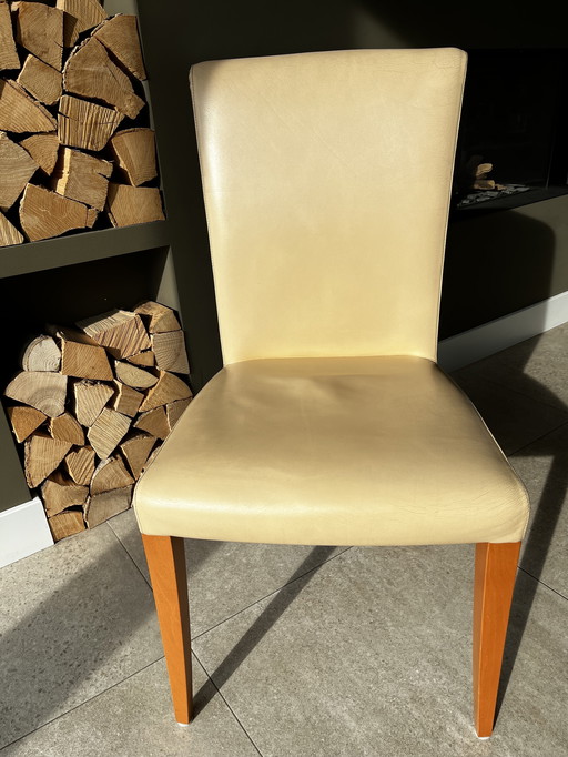 Poltrona Frau Vittoria dining chairs | soft leather | Yellow