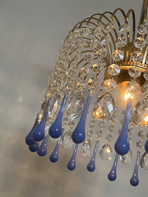 Vintage opaline blau Kronleuchter Hängelampe Kristall Stifte