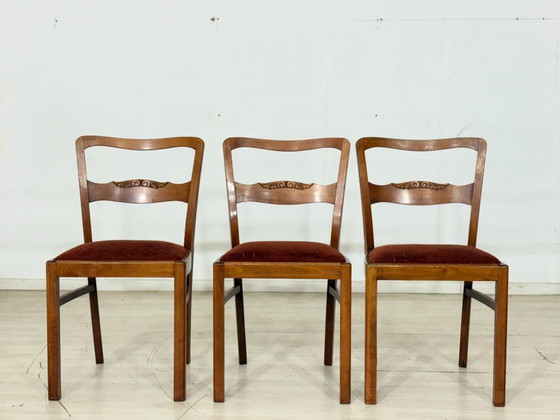 Image 1 of Ensemble de 3 magnifiques chaises/chaises de salle à manger Art Nouveau – vers 1920